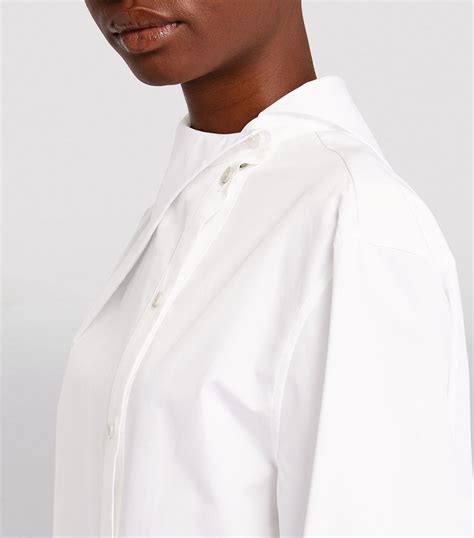 Jil Sander White Cotton Poplin Asymmetric Collar Shirt Harrods Uk