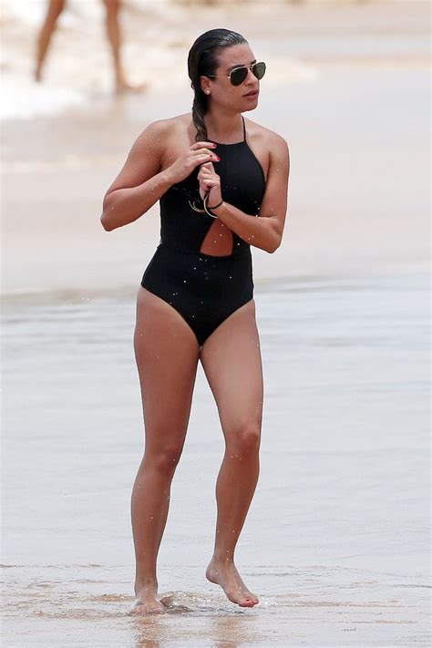 Lea Michele In Black Swimsuit Maui Hawaii 06272017 • Celebmafia