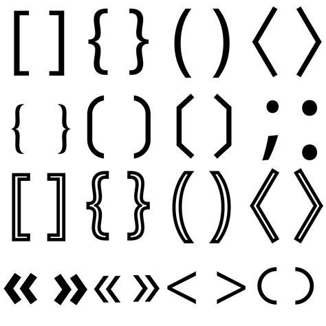 Brackets Icon Vector Set Typography Symbols Of Various Shapes Line