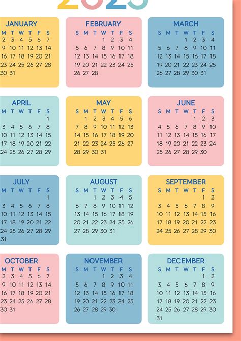 2023 Calendar Printableyearly Calendar2023 Calendaryearly Calendar