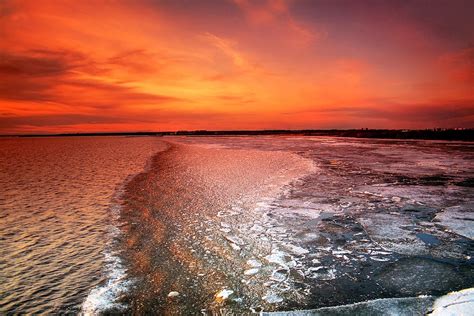 Oulu Sunset Over Frozen Sea Northern Finland Photograph By Sandra