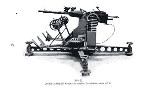 20mm Madsen Anti Aircraft Gun On Cruciform Mount 6 Gunnerloaders Ewm