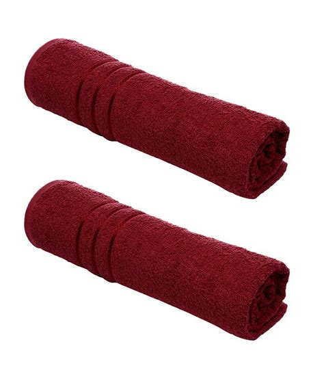 Bombay Dyeing Set Of 2 Cotton Bath Towel Maroon Buy Bombay Dyeing