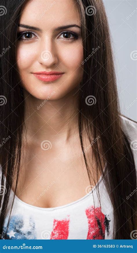 Young Brunette Girl Smiling Stock Image Image Of Lady White 36163583
