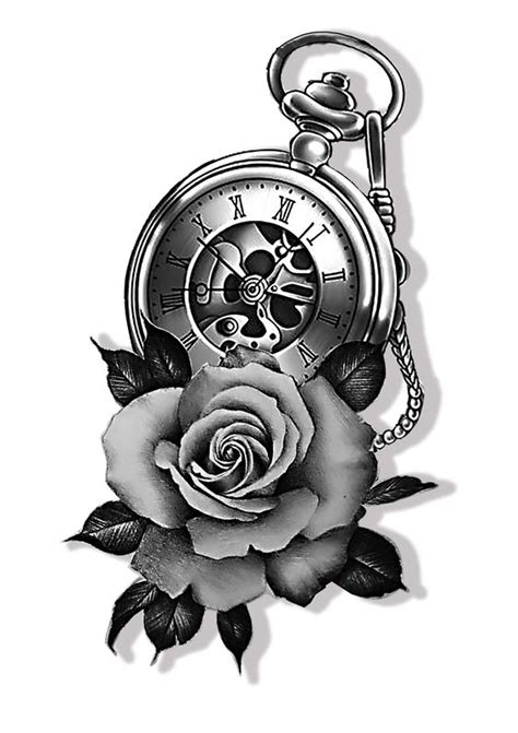 A tattoo designed to represent life can incorporate various living elements such as flowers or roses, while those meant to represent death might incorporate skulls, fire, or the grim reaper. Time piece... | Tattoo | Tattoos, Clock tattoo design ...