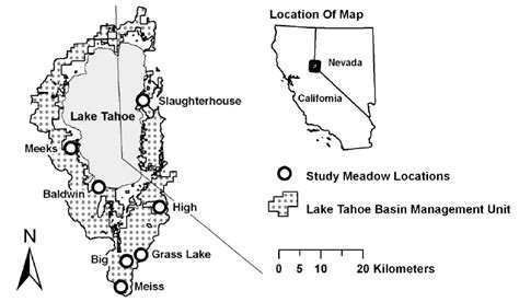 Map Of Study Meadows In The Lake Tahoe Basin California And Nevada Usa