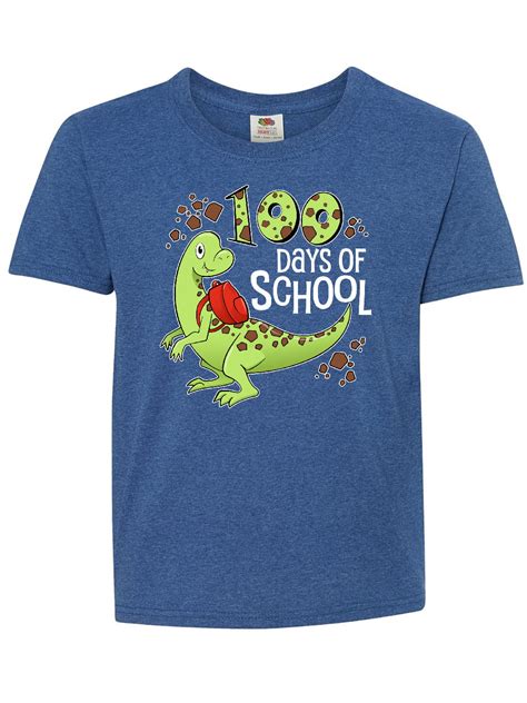 100 Days Of School Green Dinosaur Youth T Shirt