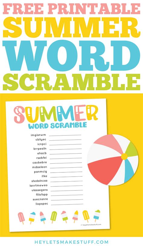 Free Printable Summer Word Scramble 12 More Summer Printables