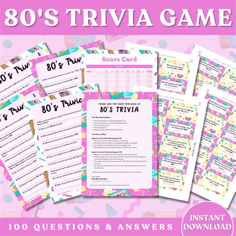 Printable 80s Trivia Questions And Answers Game Suite Bliss Printables