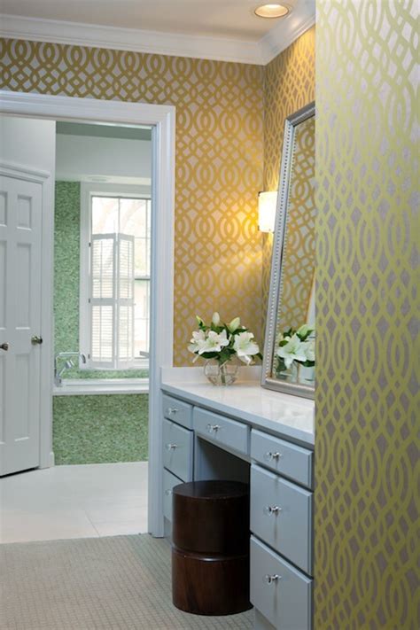Besides, there are dozens of shades and hues of both yellow and white that you need to pick and match wisely. Yellow and Gray Wallpaper - Contemporary - bathroom - Beth ...