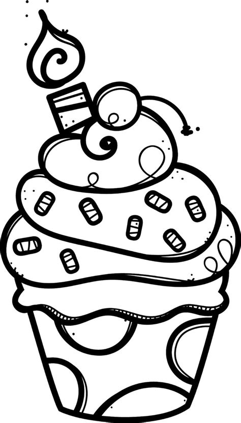 A Drawing Of A Cupcake With A Candle In Its Middle And The Number One