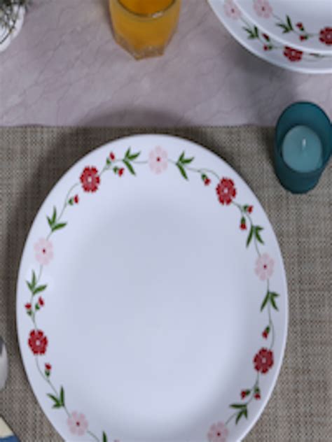 Buy Corelle White Set Of 6 Printed Medium Plates Dinnerware For