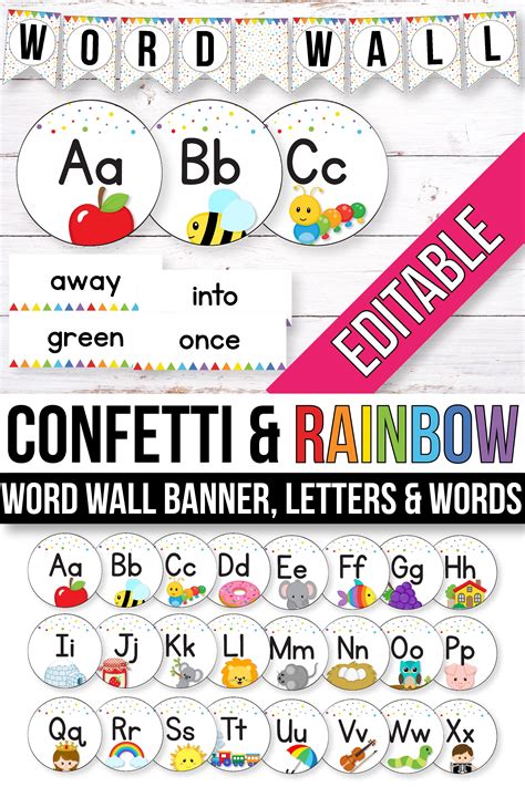 Editable Word Wall Letters Word Wall Words Bright Classroom Labels