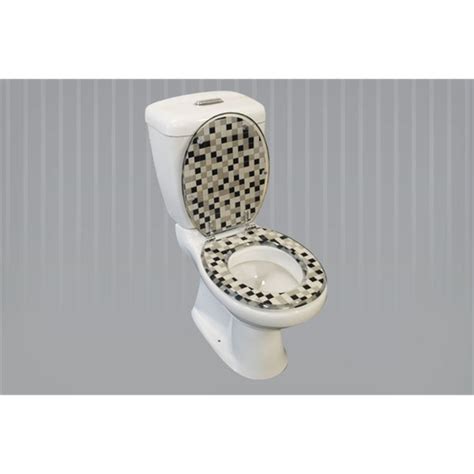 The bronze resin accent has a curved design and glass mosaic motif. Loo With A View 2 Piece Mosaic Black Toilet Seat ...