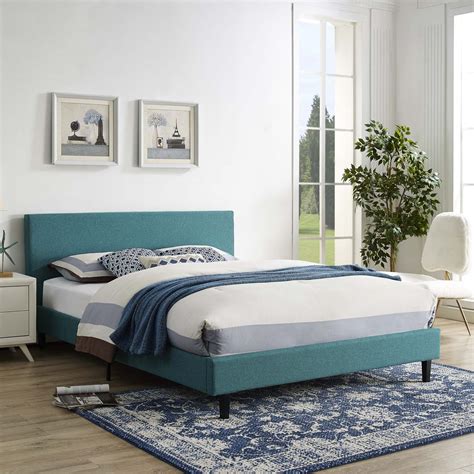 Anya Queen Bed Teal Polyester By Modway