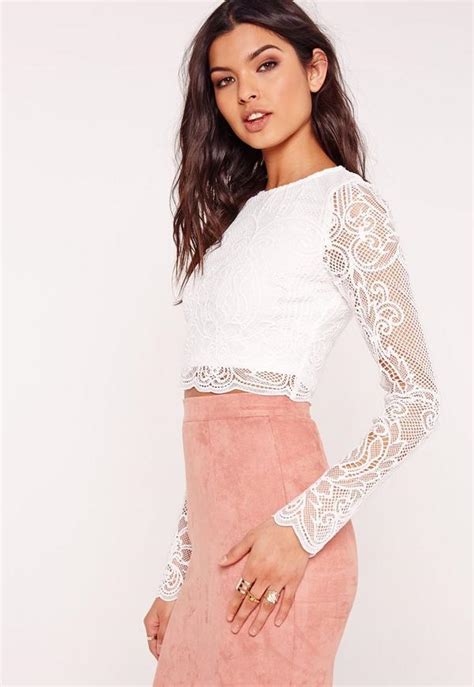 Crochet Lace Crop Top White Missguided