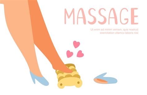 Bare Feet Massage Vector Background Foot Massager Illustration By