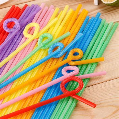 Disposable Straws Bendable Juice Drinking Flexible 26cm Safe For Home