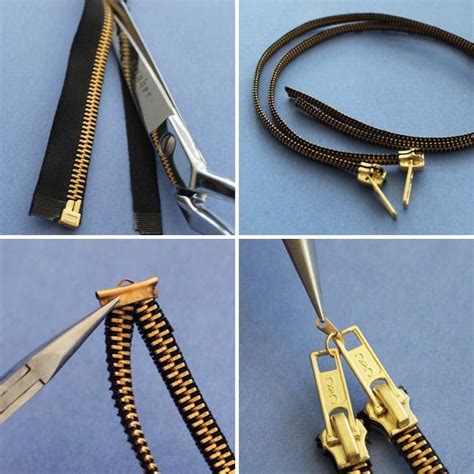 Four Pictures Showing Different Types Of Zippers And Tools That Can Be
