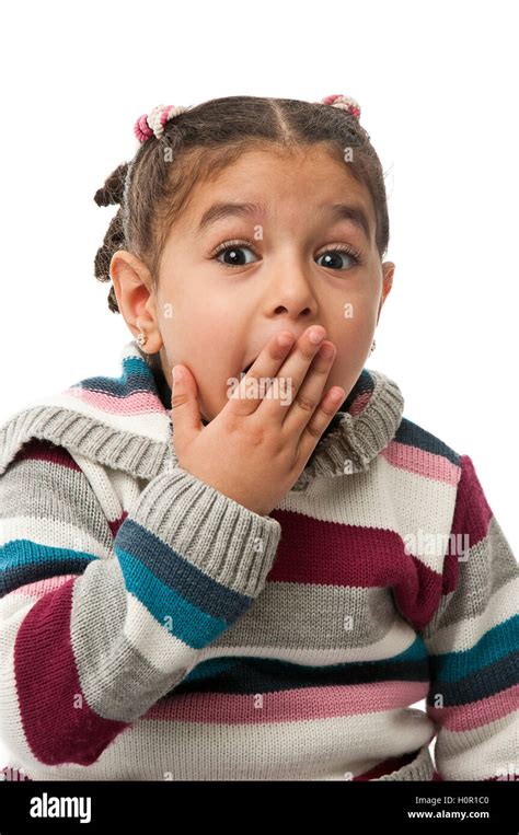 Surprised Little Girl Isolated On White Background Stock Photo Alamy