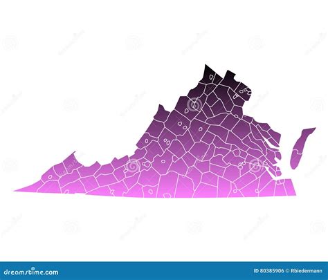 Map Of Virginia Stock Vector Illustration Of Regions 80385906