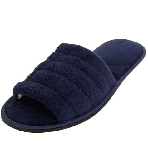 Lavra Womens Terry Slippers Open Toe House Shoes Fuzzy Slip On Slides