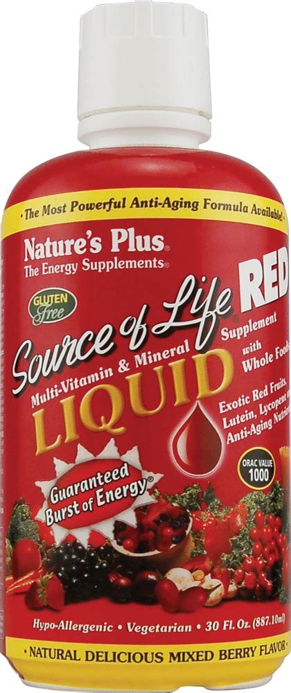 nature s plus source of life® red multivitamin and mineral liquid supplement mixed berry 30