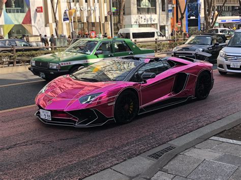 Pink Chrome Lamborghini Aventador Sv Roadster In Harajuku Tokyo Today