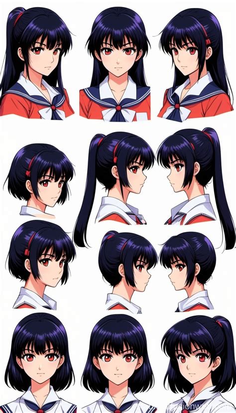 80s Anime Style Character Sheet With School Uniform Stable Diffusion