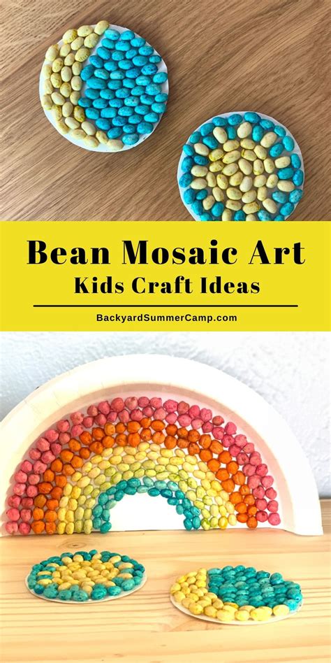 Bean Mosaic Art Kids Craft Ideas Backyard Summer Camp