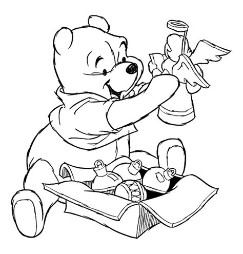 (10526) winnie de poeh is een knuffelbeer die in 1926 ter wereld kwam; Winnie de Poeh kleurplaten: winnie kerst