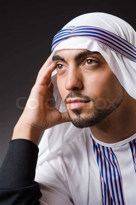 Arab Man In Deep Thinking Mode Stock Image Colourbox