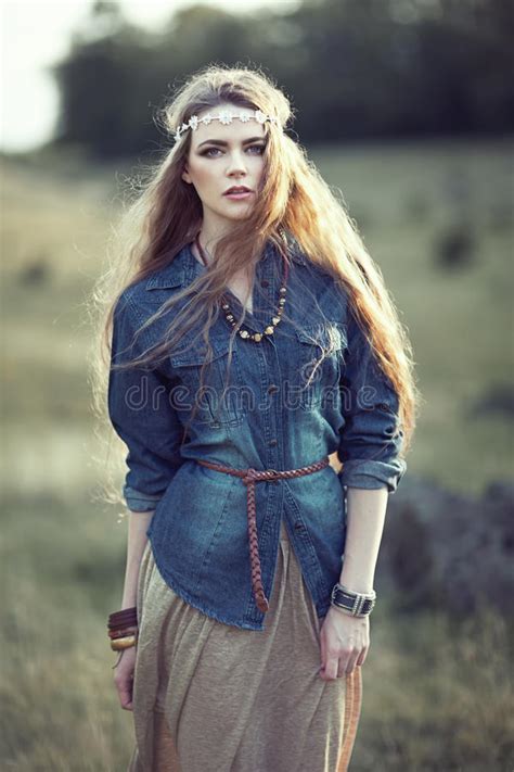 Beautiful Hippie Girl Stock Image Image Of Adult Grass 45372449