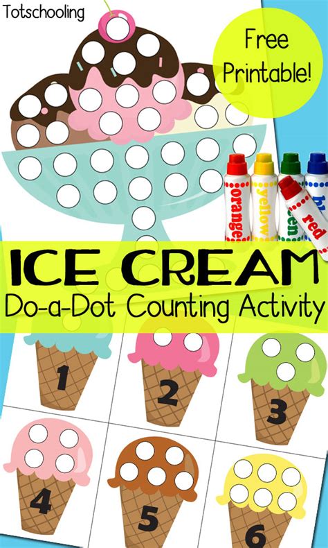 Toodler Kids Ice Cream Do A Dot Counting Activity