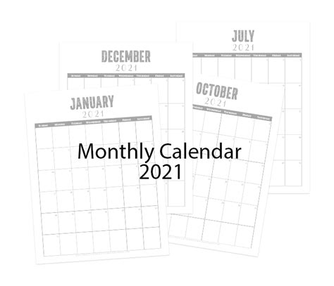 Free 2021 Monthly Calendar Create A Blog Easy