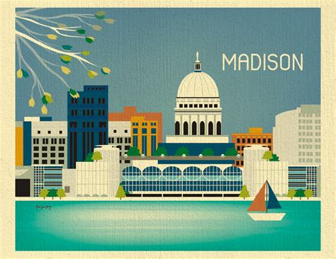 Madison Wisconsin Skyline T Art Poster Print For Home Decor
