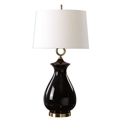Modern Cosia Gloss Black Ceramic Table Lamp With Tapered