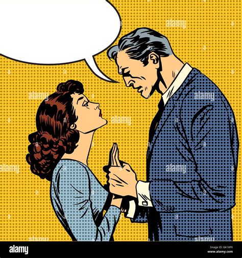 Husband And Wife Lovers Serious Talk Love Conflict Pop Art Comic Stock Vector Image And Art Alamy