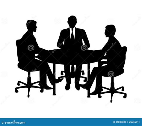 A Group Of Businessmen Sitting At A Tablecontour Stock Vector