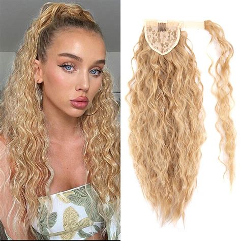 Long Ponytail Extension Wavy Curly 22 Straight Kinky Ponytail Clip On