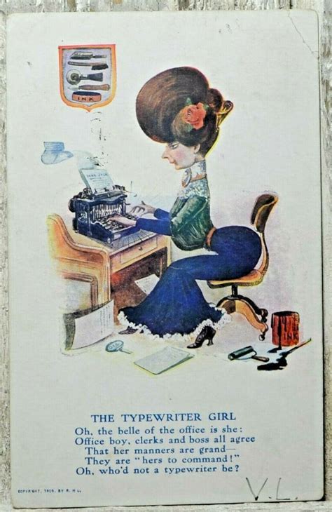 Funny Postcard The Typewriter Girl Posted 1907 Secretary Poem Funny Postcards Funny Postcard