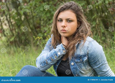 Pensive Teenage Girl Portrait Stock Image Image Of Serious Portrait