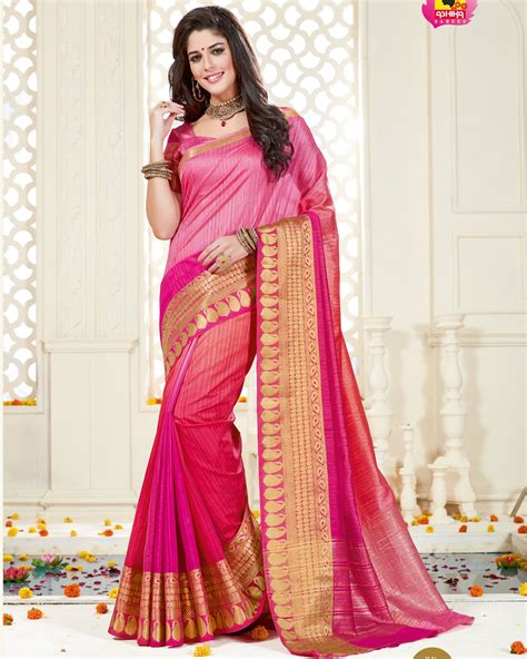 Ashika Red And Pink Silk Blends Saree Buy Ashika Red And Pink Silk Blends Saree Online At Low