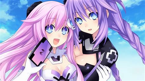 Blue Eyes Long Hair Purple Hair Pink Hair Sister Anime Hyperdimension Neptunia Mk2