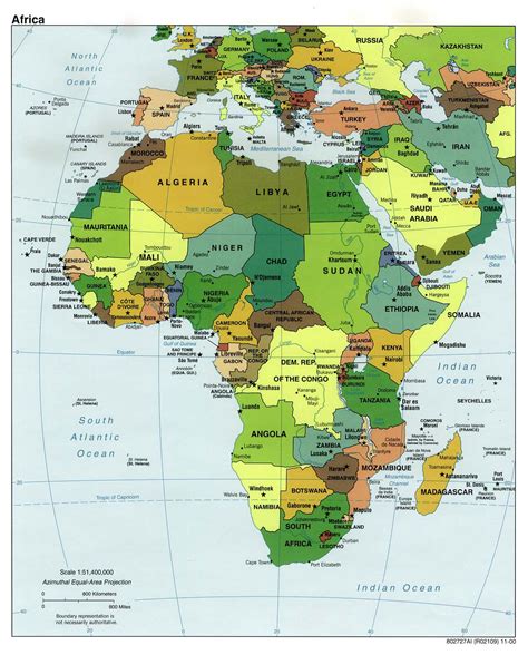 Mapa Político Detallada De África Con Las Ciudades Y Capitales 2000