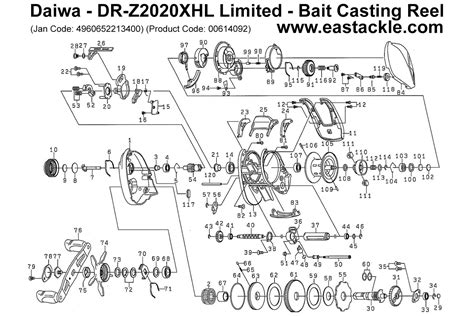 Daiwa DR Z2020XHL Limited Bait Casting Reel Schematic And Parts