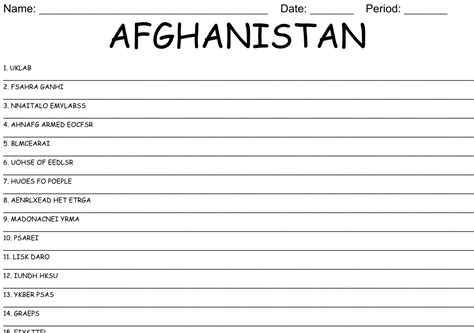 AFGHANISTAN Word Scramble WordMint