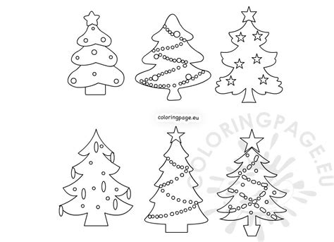 Christmas gift tags coloring page. Xmas trees template Small Christmas Trees - Coloring Page