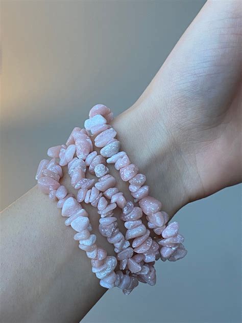 Pink Opal Crystal Bracelet Unisex Bracelet Natural Etsy