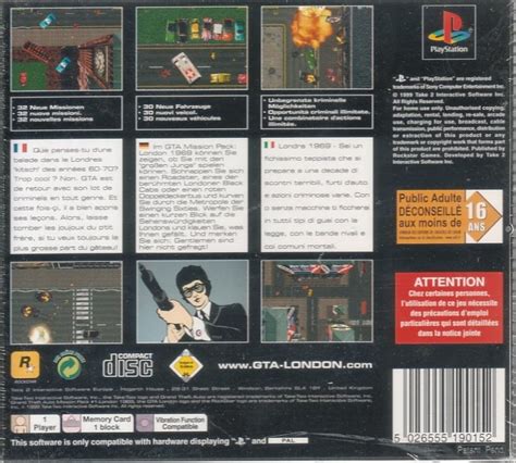 Grand Theft Auto Mission Pack 1 London 1969 1999 Playstation Box
